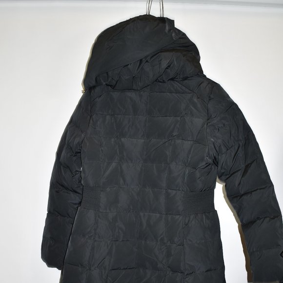 $300 COLE HAAN Puffer Zip Bib Insert Hooded Down parka coat Jacket black L - Picture 9 of 13